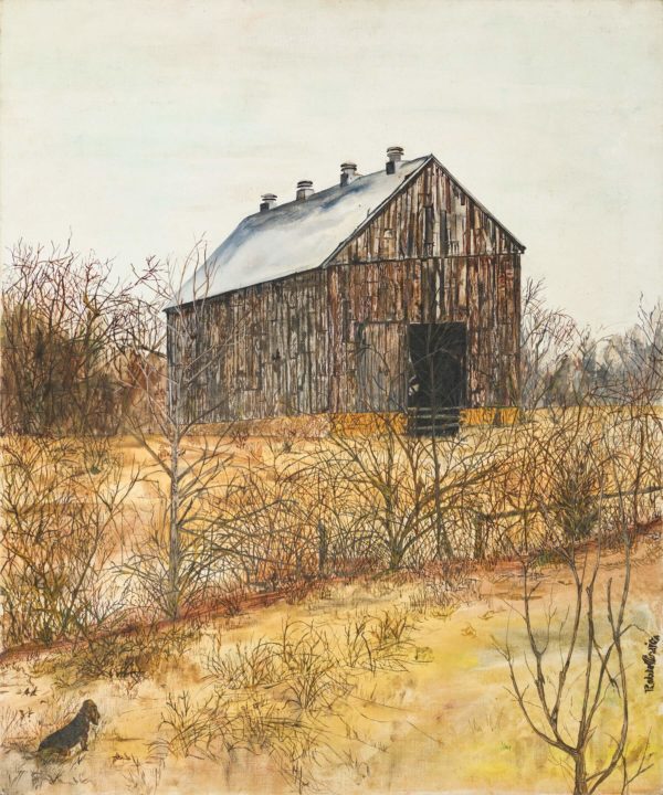 Barn with dog